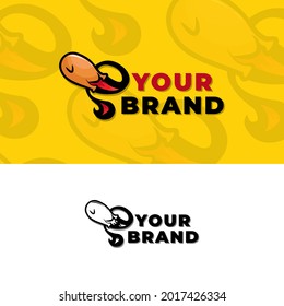 Chicken Meat fly like a rocket. Fast Food Restaurant. Food Logo. Culinary Business. Fried Chicken.