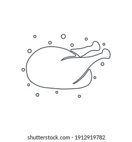 Icono de carne de pollo. icono de parrilla de pollo con ilustración vectorial, diseño plano, dos colores, círculo de color.