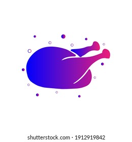 Chicken meat icon. chicken grill icon with vector illustration, flat design, two color, color circle.