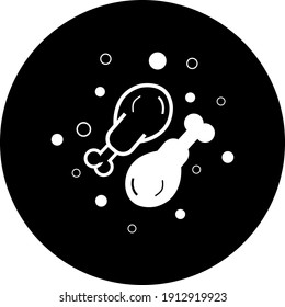 Hühnerfleisch-Ikone. Hühnergrillsymbol mit Vektorgrafik, flaches Design, zwei Farben, Farbkreis.