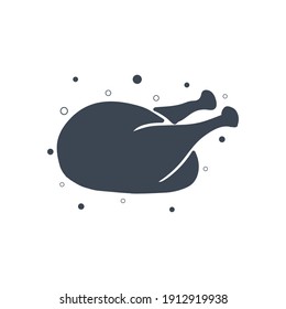 Chicken meat icon. chicken grill icon with vector illustration, flat design, two color, color circle.