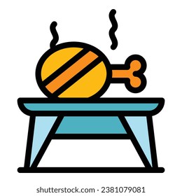 Chicken meat icon outline vector. Steak food. Picnic cook color flat