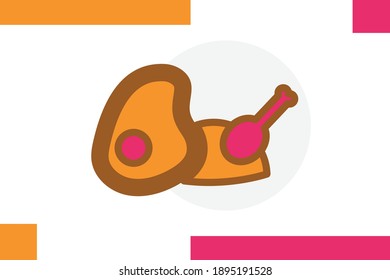 Chicken meat icon set Filled line color concept related food elements.
