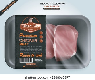 Chicken Meat Label, Meat packaging, Cow meat, label for print, Cow meat box labaling, Label and packaging, barcode, package design, price label, vector packgaing design, Box mockup, free mockup