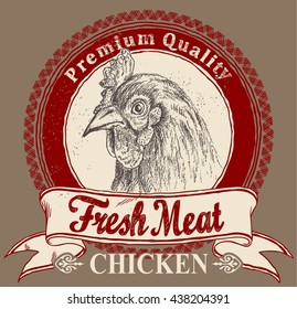 Chicken meat label with sketch vector