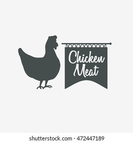Chicken meat logo or label design template isolated on white background