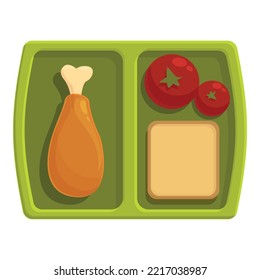 Chicken meat lunch icon cartoon vector. Food box. Snack meal