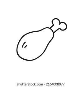 chicken meat on the bone icon, black line icon vector isolated on white background