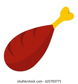Chicken meat on the bone icon flat isolated on white background vector illustration