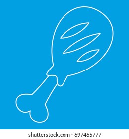 Chicken meat on the bone icon blue outline style isolated vector illustration. Thin line sign
