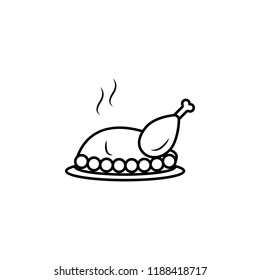 Chicken, meat, oven, roast icon. Element of thanksgiving day for mobile concept and web apps illustration. Thin line icon for website design and development, app development