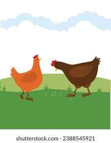Chicken meat production, bird breeding. Poultry farm, animal husbandry stock illustration