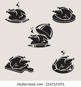 Chicken meat set. Collection icon chicken meat. Vector