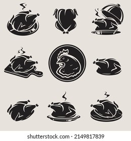 Chicken meat set. Collection icon chicken meat. Vector