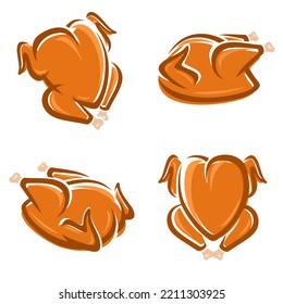 Chicken meat set. Collection icon chicken meat. Vector