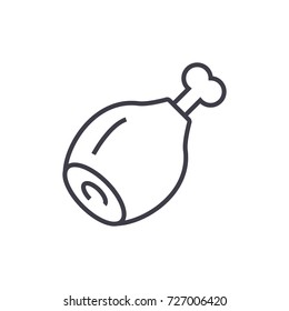 chicken meat  vector line icon, sign, illustration on background, editable strokes