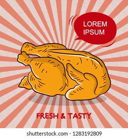 chicken meat vector, poster or banner design