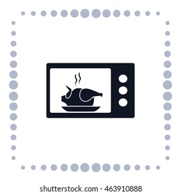 Chicken in microwave, vector icon