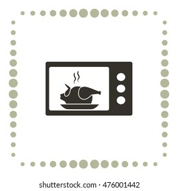 Chicken in microwave, vector icon
