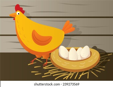 Chicken Mom with Baby Eggs