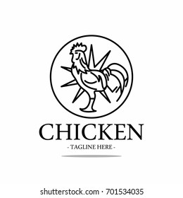 Chicken monoline logo design