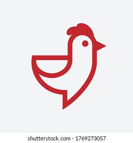 Chicken Monoline Vector Template Logo