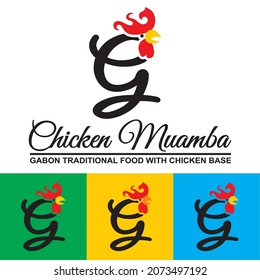 chicken muamba logo vector illustration - gabon traditional food