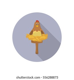 Chicken in the nest color flat icon for web and mobile design