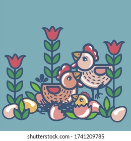 Chicken in the nest to hatch the Chicks.
