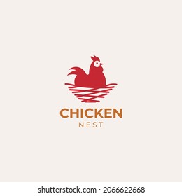 Chicken in nest simple minimal logo icon sign design. Vector illustration 