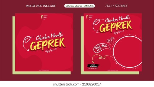 Chicken Noodle Geprek food and restaurant social media banner template