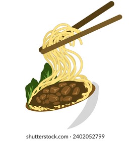 Logo de fideos de pollo con fideos de pollo