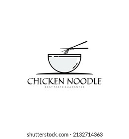 Chicken noodle logo design inspiration. Noodle bowl logo template. Vector Illustration