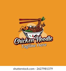 Chicken noodle logo for fast food and street food