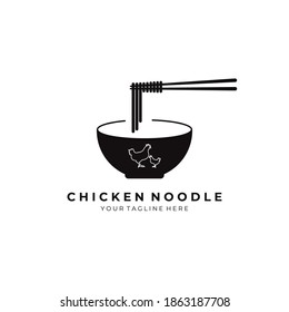 Chicken Noodle Logo Vector Illustration Design Vintage