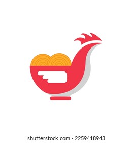 Chicken Noodle Logo Vector Illustration.