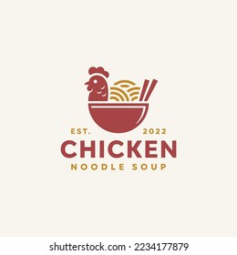 Chicken noodle soup logo design template