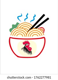 chicken noodle soup recipe icon for restaurant vector illustrations
