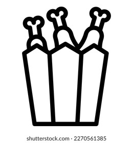 Chicken nugget box icon outline vector. Food crispy. Hot meat