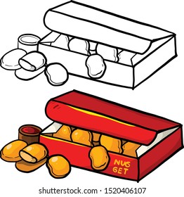 chicken nugget in the bucket package. vector

