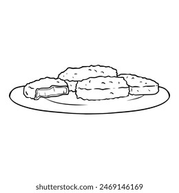 chicken nugget illustration outline isoalted vector