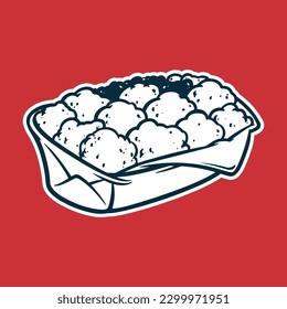 Chicken Nuggets - Drawing vector illustration, black and white colors, simple doodle hand drawn