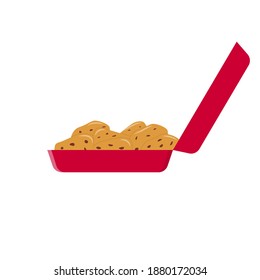 Icono de pepitas de pollo en formato rojo. Vector EPS10 ilustración de icono plano sobre fondo blanco aislado