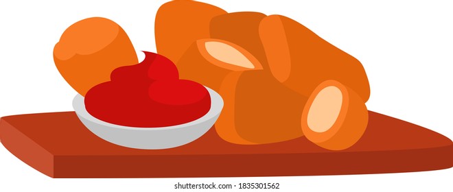 Chicken nuggets, illustration, vector on white background