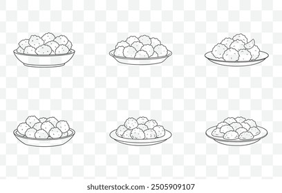 Chicken Nuggets Line Art Vector Set Delicious Crispy Chicken Bite Illustrations for Food Design