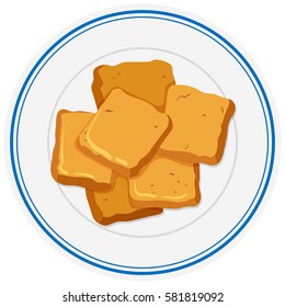 Nuggets de pollo en la ilustración de placa redonda