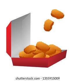 Chicken nuggets in open box vector illustration on white background