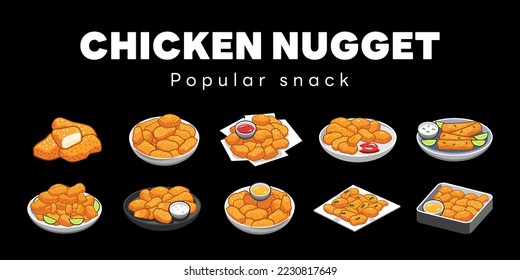 Chicken nuggets vector set collection graphic clipart design