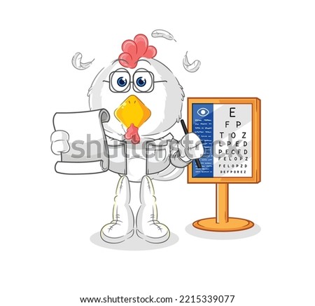 the chicken oculist cartoon. cartoon mascot vector