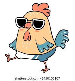 Chicken on the beach, summer beach cut file, chicken, cute clipart,eps,